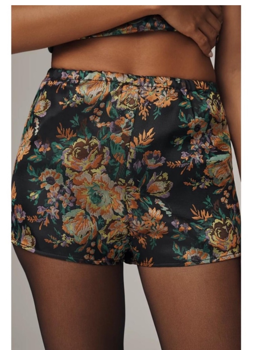 NWT Anthropologie Black Floral Tap Shorts